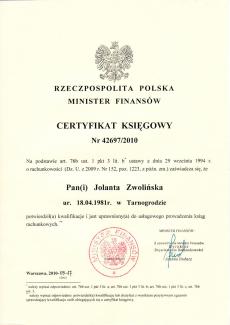 Certyfikat Księgowego