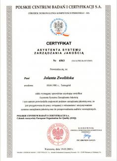 Certyfikat zarządzania jakością