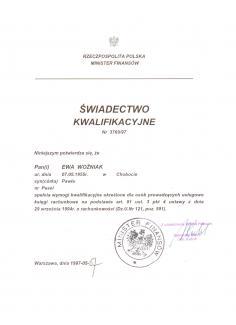 Certyfikat Ewa Woźniak